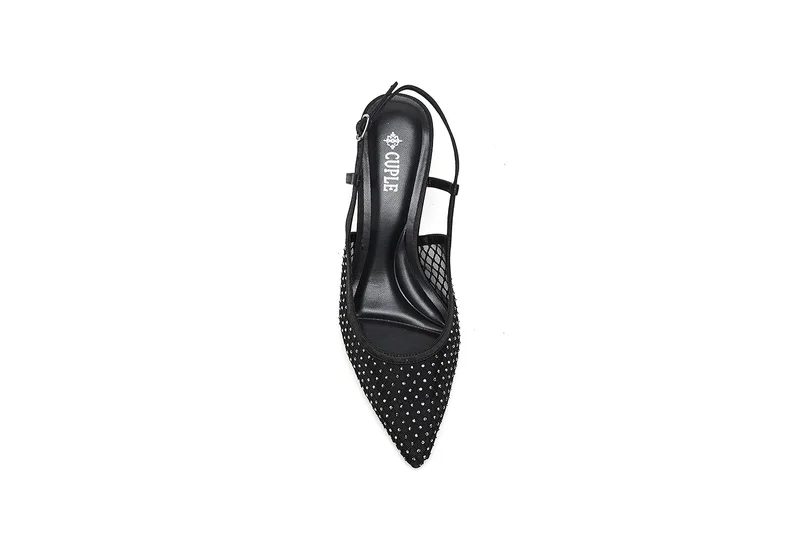 Cuple slingback pointed heel shoe netted design