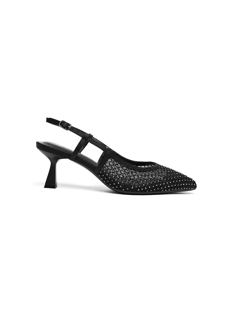كيوبل slingback pointed heel shoe netted design