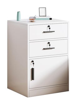 2 Drawer and 1 Door Lockable Wood Mobile File Cabinet, Under Desk Storage Drawers Small File Cabinet for Home Office