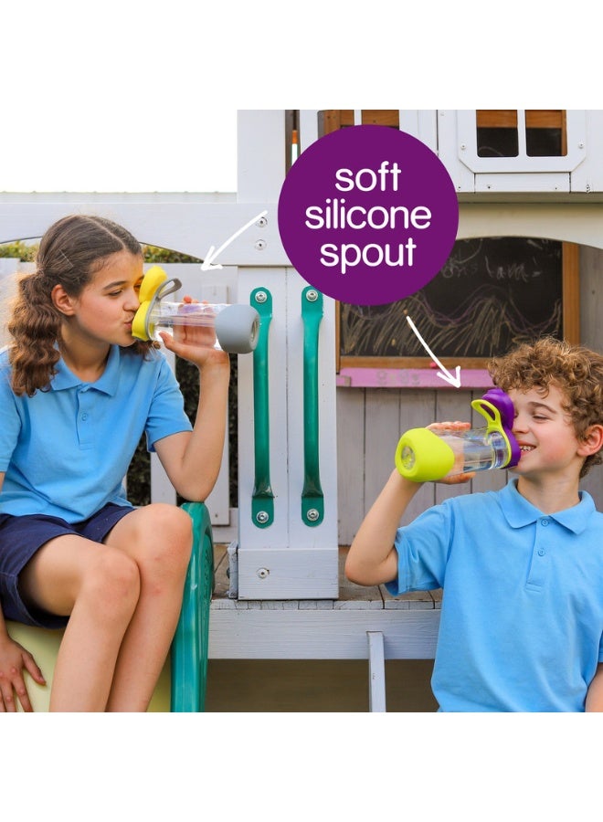 B.Box Sport Spout Drink Bottle for Kids | Easy-Flow Silicone Spout | Leakproof Push Button Lid | Ergonomic Triangle Grip | BPA-Free Tritan™ Water Bottle | 15.2 fl oz | 600ml-Blue Slate - Image 3