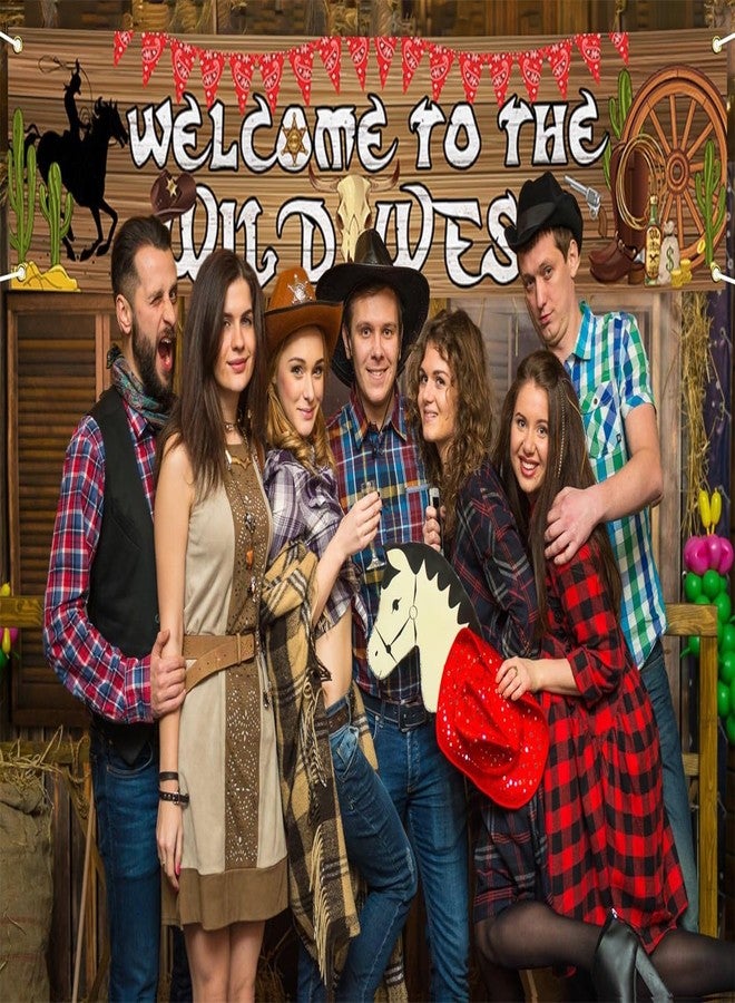 افيزانو ديكورات حفلات غربية من أفيزانو، لافتة عيد ميلاد على طراز الغرب المتوحش، خلفية لحفلات رعاة البقر الغربيين لالتقاط الصور، كشك الصور، لوازم ديكور الحفلات، 98.4 × 19.6 بوصة - Image 3