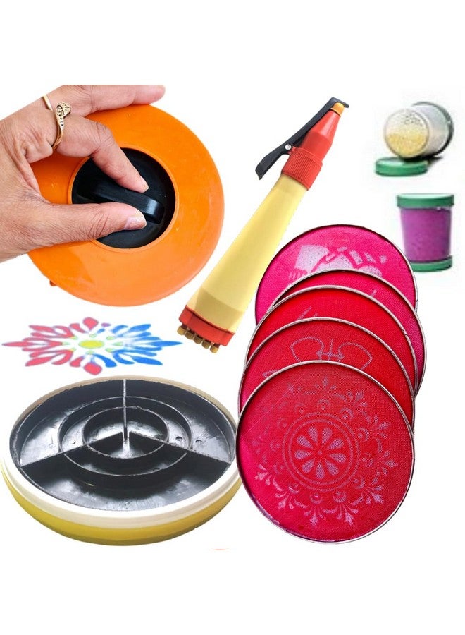 Artonezt طابع رانغولي السحري من أرتونيت + 5 قوالب + 2 حشوات + 1 قلم رانغولي لتزيين الأرضيات في نافراتري بونغال بوجا ماندير ديوالي - Image 1