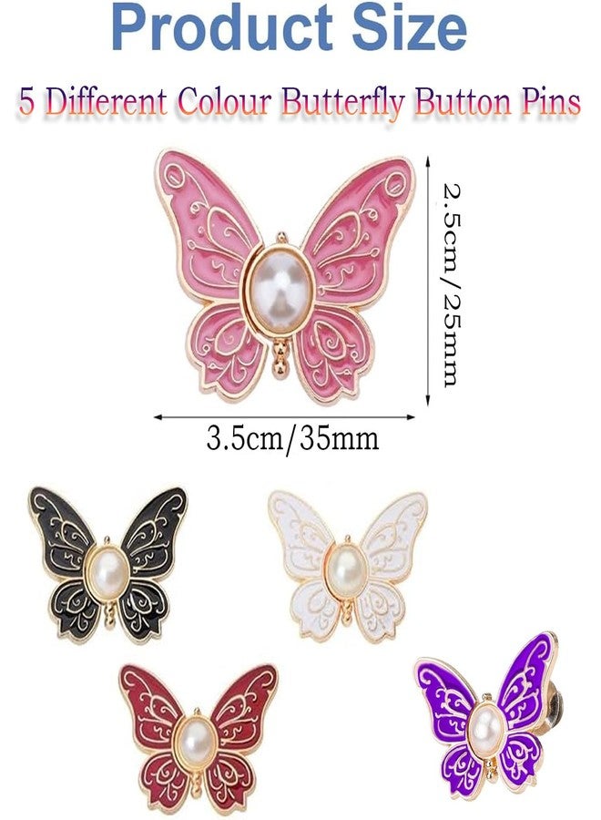 VAMA 5 Set Adjustable Waist Tightener Clips for Jeans Detachable Jean Buttons with Butterfly Design, No Sew Tools Waist Buckle Extender for Loose Pants, Reusable Jean Button Pins for Girls & Women - Image 3