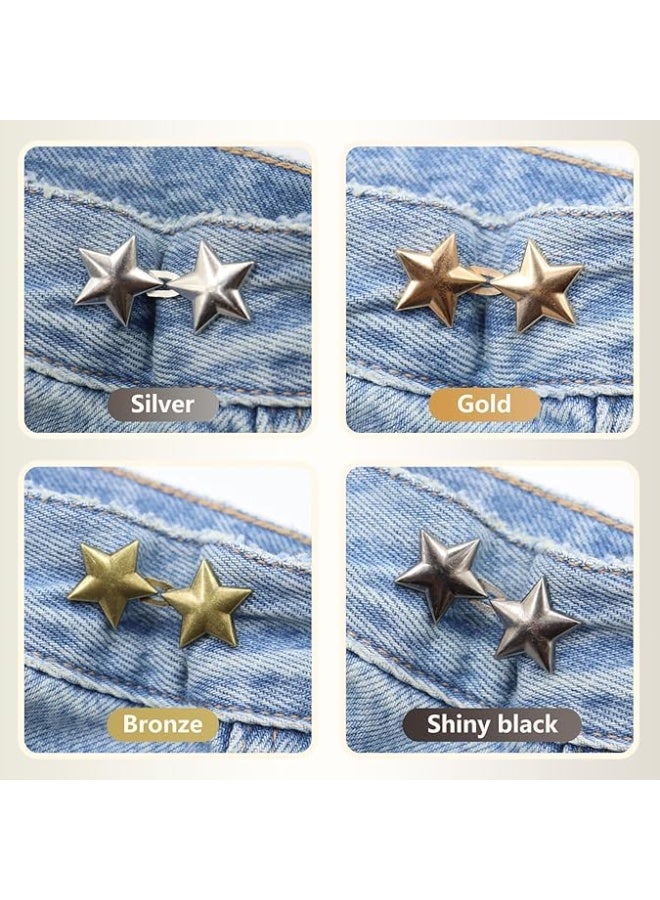 10 Set Pant Waist Tightener Star Buttons Pins for Loose Jeans Reusable Waist Cincher Clip Metal Star Brooch for Clothing Dresses Skirts No Sewing Decoration Accessories - Image 4