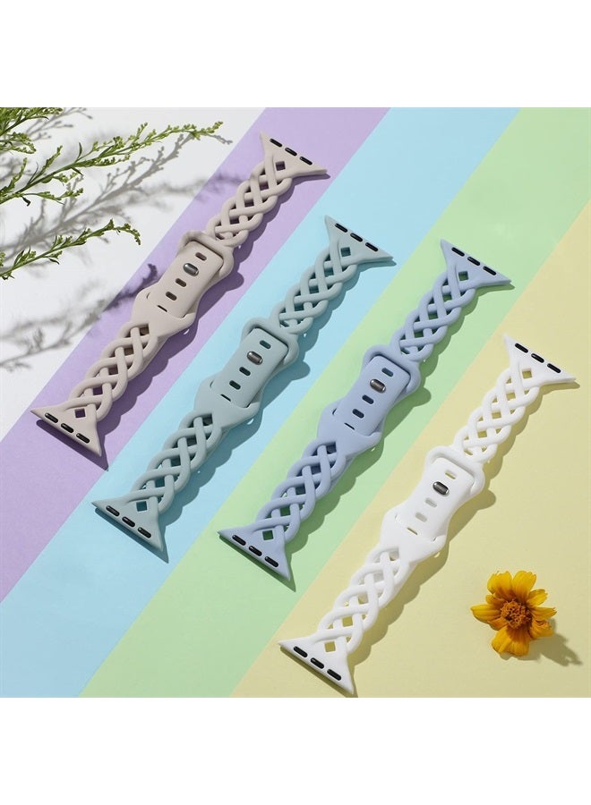 iWabcertoo Slim Silicone Bands Compatible with Apple Watch Band 40mm 38mm 41mm 42mm 44mm 45mm 49mm Women Breathable Braided Lace Thin Soft Sport Strap Replacement Wristbands for iWatch SE Series 8 7 6 5 4 3 2 1 - Image 2