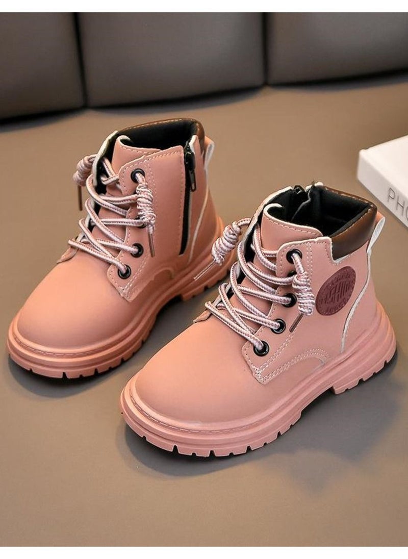 Loquat - Add Velvet For Children To Keep Warm Ankle Boots Pink - Image 1