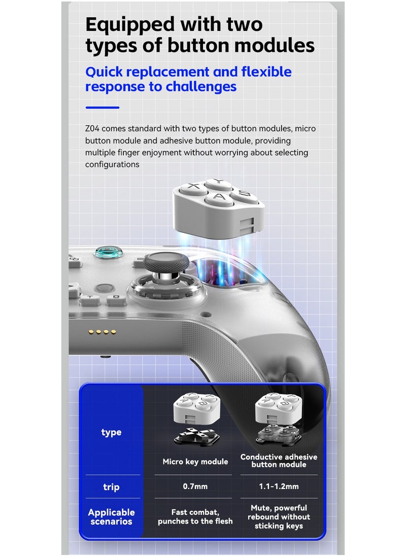 MingPin Z04 Wireless Game Controller with Charging Dock – Multi-Platform Support (Apple, Android, PC, TV), Hall Joystick, Dual-Trigger Switch, Magnetic Cover, Macro Programming, 6-Axis Gyroscope, and Turbo Mode（White）  - Image 5
