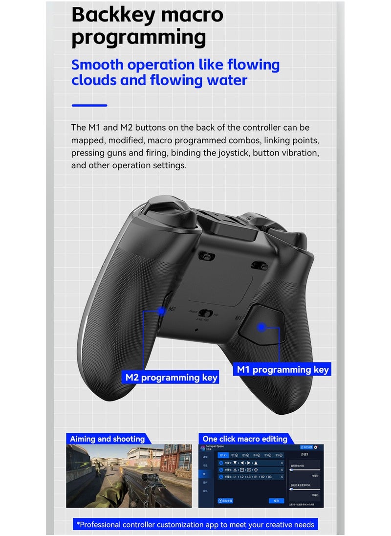 MingPin - Z04 Wireless Game Controller with Charging Dock – Multi-Platform Support (Apple, Android, PC, TV), Hall Joystick, Dual-Trigger Switch, Magnetic Cover, Macro Programming, 6-Axis Gyroscope, and Turbo Mode（White） - Image 1
