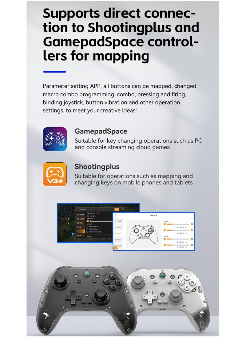 MingPin - Z04 Wireless Game Controller with Charging Dock – Multi-Platform Support (Apple, Android, PC, TV), Hall Joystick, Dual-Trigger Switch, Magnetic Cover, Macro Programming, 6-Axis Gyroscope, and Turbo Mode（White） - Image 1