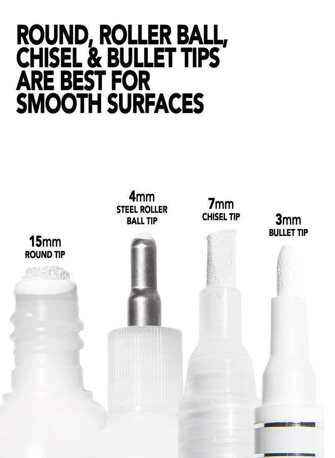 Krink Paint Marker 4-Pc White Set - Graffiti Markers Pack of 4 Includes K-60 Mop - K-66 Ball-Point - K-42 Bullet-Tip - K-75 Chisel-Tip - Alcohol-based White Paint Marker Set for Multiple Surfaces - Image 2