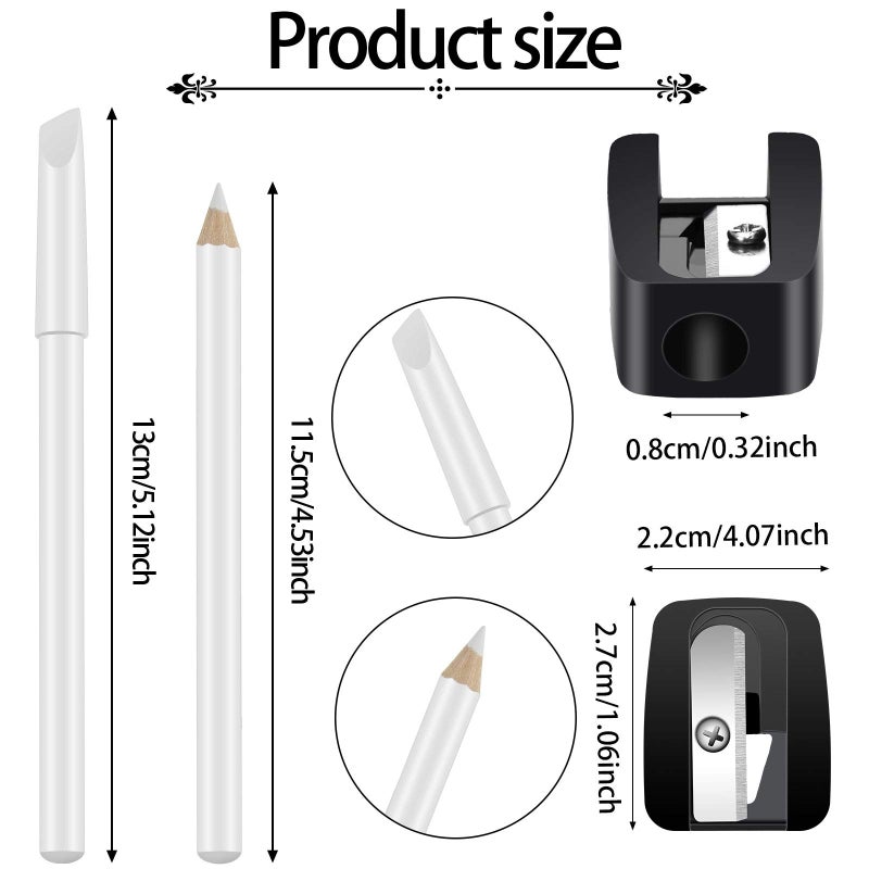 Maitys 2 Pieces White Nail Pencil and Pencil Sharpener Set, 2 In1 Nail Whitening Under French Fingernail with Cuticle Pusher and Handheld Sharpener for DIY Art Manicure Supplies - Image 3