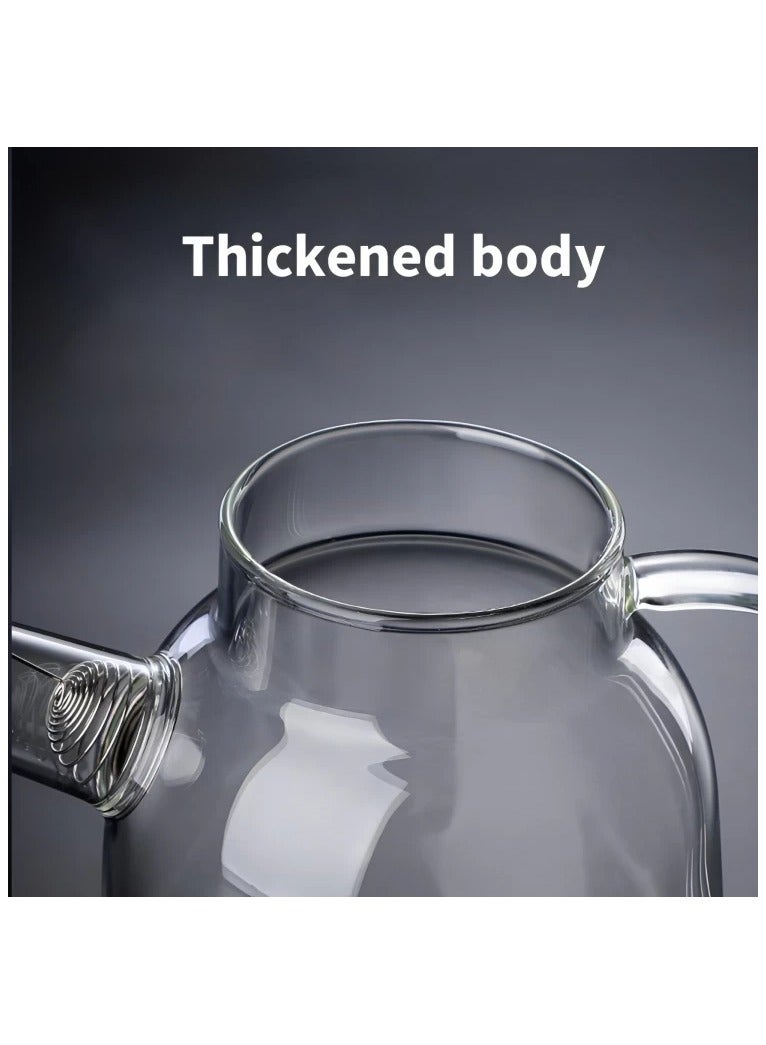 1800ml Glass Teapot with Bamboo Lid, Stovetop Safe Borosilicate Teapot, Glass Water Kettle with Infuser Stainless Steel Heat Resistant - Image 3
