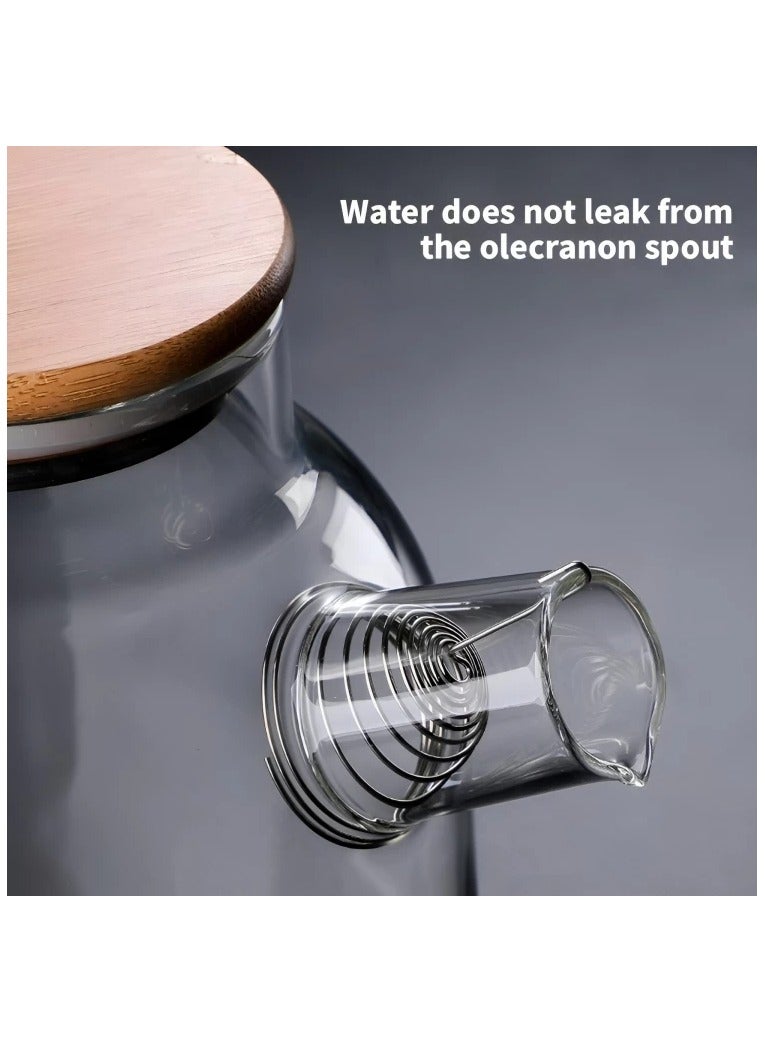 1800ml Glass Teapot with Bamboo Lid, Stovetop Safe Borosilicate Teapot, Glass Water Kettle with Infuser Stainless Steel Heat Resistant - Image 4