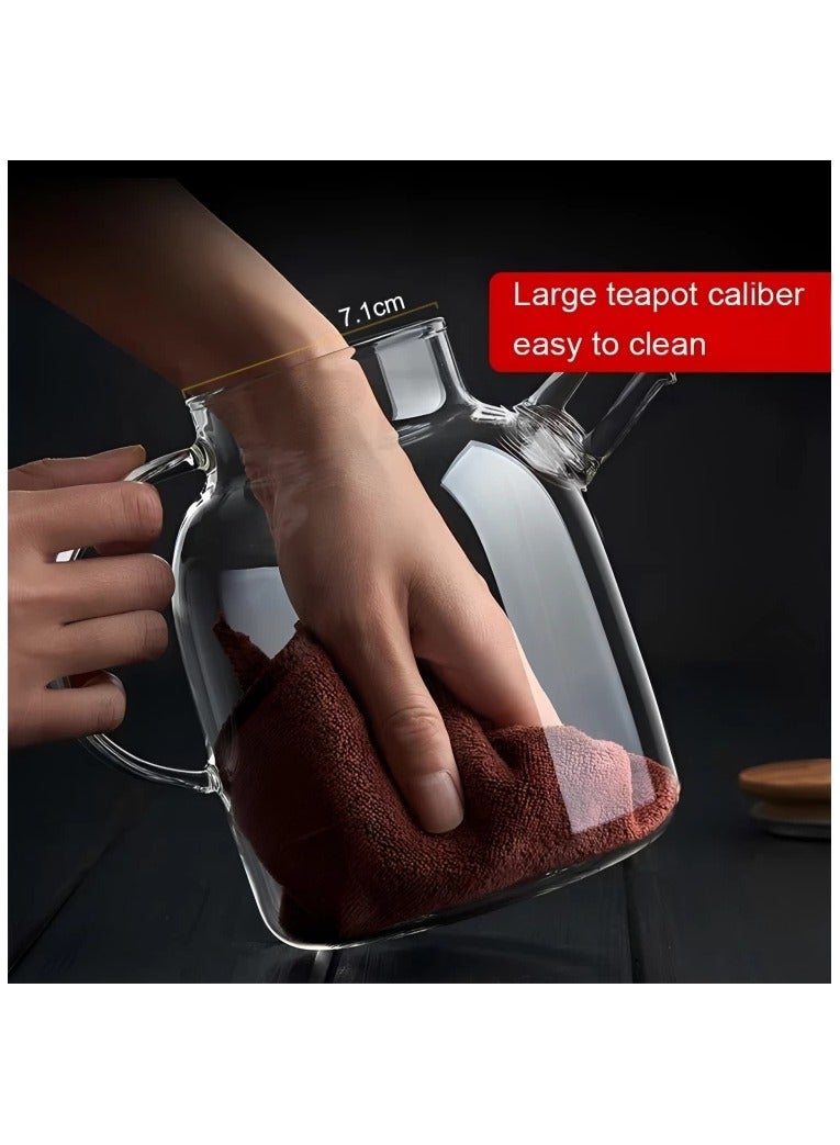 1800ml Glass Teapot with Bamboo Lid, Stovetop Safe Borosilicate Teapot, Glass Water Kettle with Infuser Stainless Steel Heat Resistant - Image 5