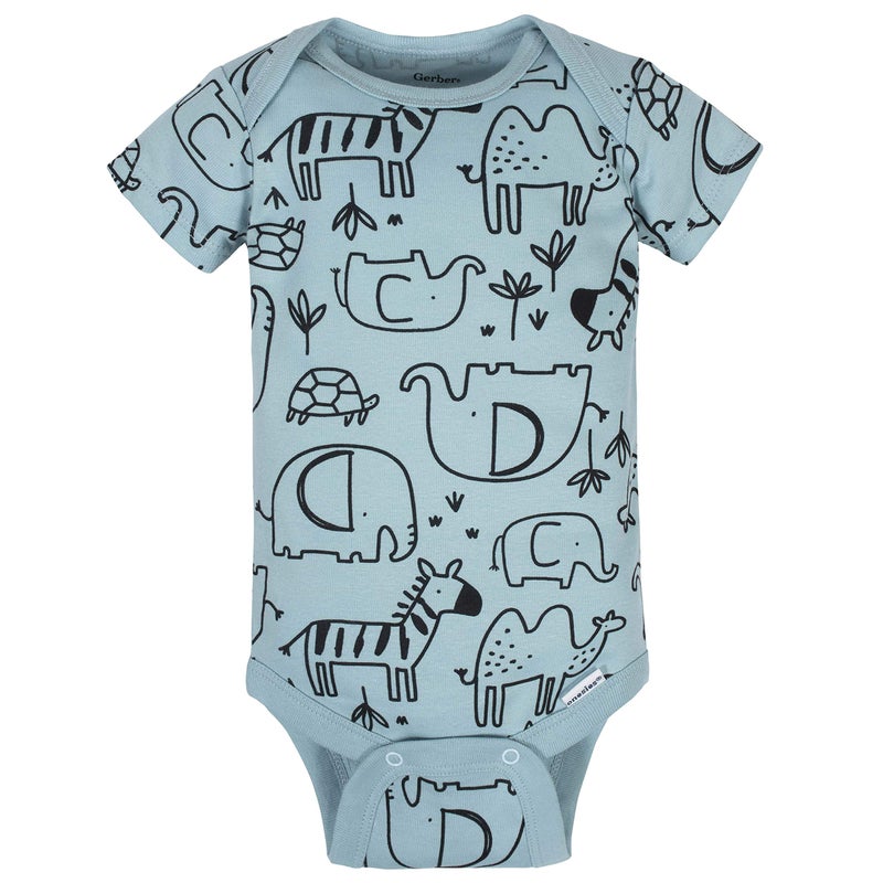 Gerber unisex baby 8-pack Short Sleeve Onesies Bodysuits and Toddler T Shirt Set, Jungle Blue, 12 Months US - Image 3