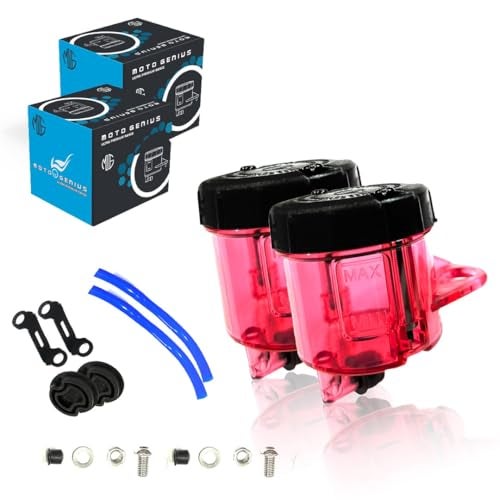 MOTO GENIUS Universal Motorcycle Front Brake Master Cylinder Oil Reservoir Tank Cup | Durable Replacement for Hydraulic Brake and Clutch Systems (Pack of 2) (Red) - Image 1