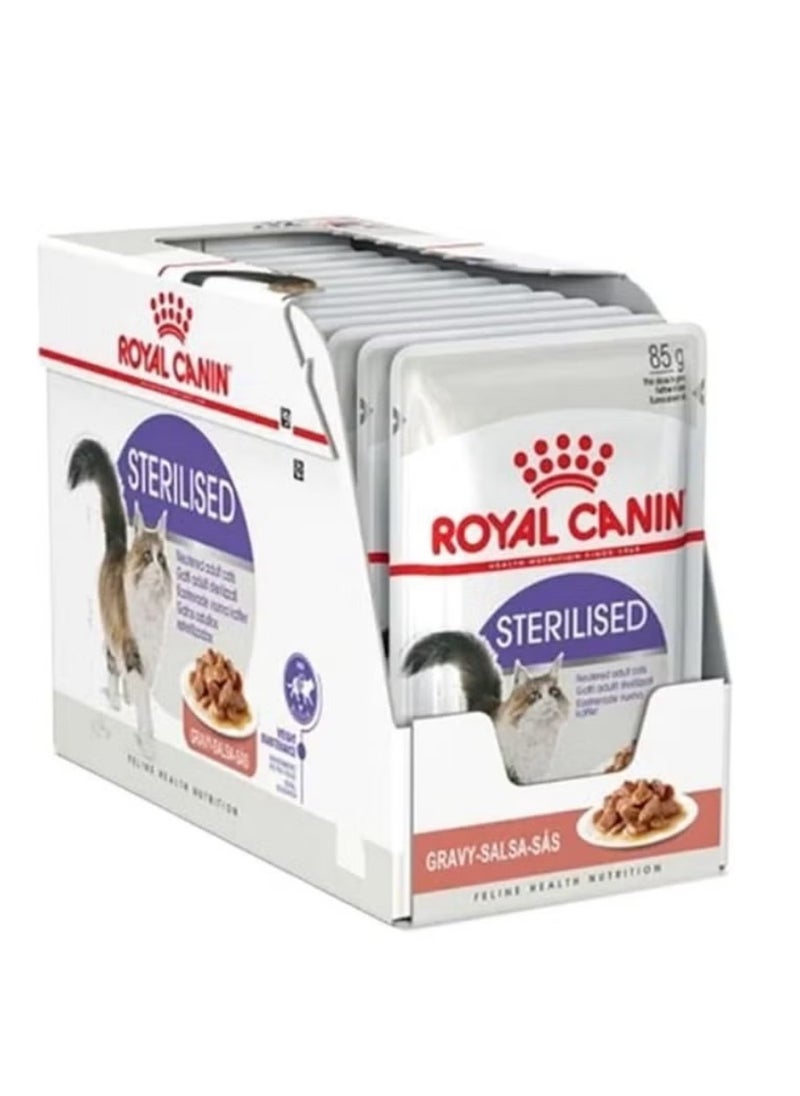 ROYAL CANIN 12-Piece Sterilised Wet Food Slices In Gravy Brown 85grams 