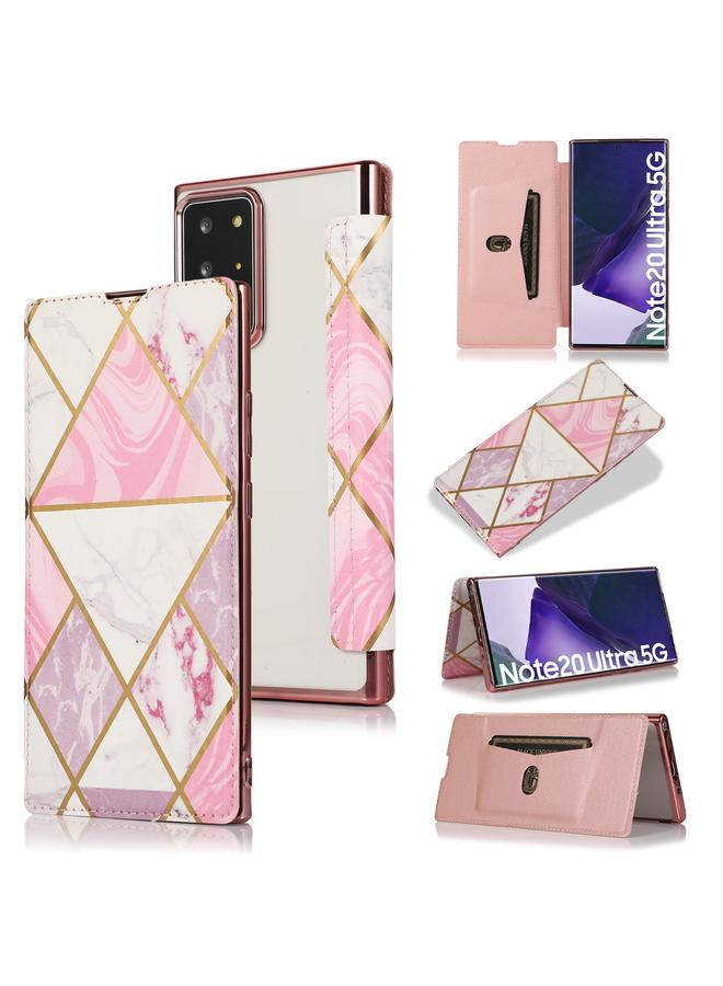 اس-توب جراب لهاتف Samsung Galaxy Note20 Ultra مصنوع من جلد البولي يوريثان الحراري مع حامل وفتحة بطاقة، قابل للطي أفقيًا مع طلاء برونزي من البولي يوريثان الحراري - Image 1