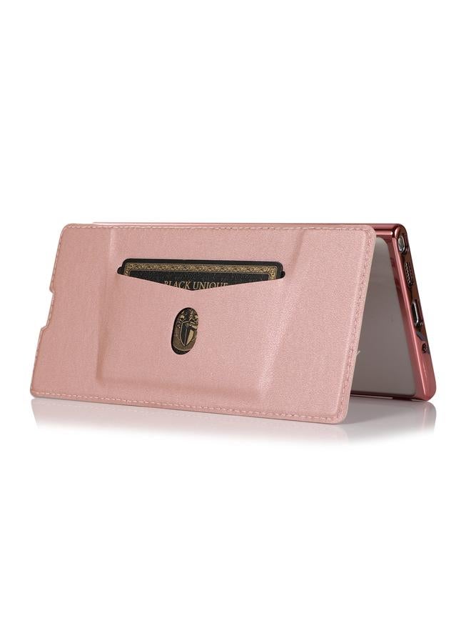 اس-توب جراب لهاتف Samsung Galaxy Note20 Ultra مصنوع من جلد البولي يوريثان الحراري مع حامل وفتحة بطاقة، قابل للطي أفقيًا مع طلاء برونزي من البولي يوريثان الحراري - Image 5