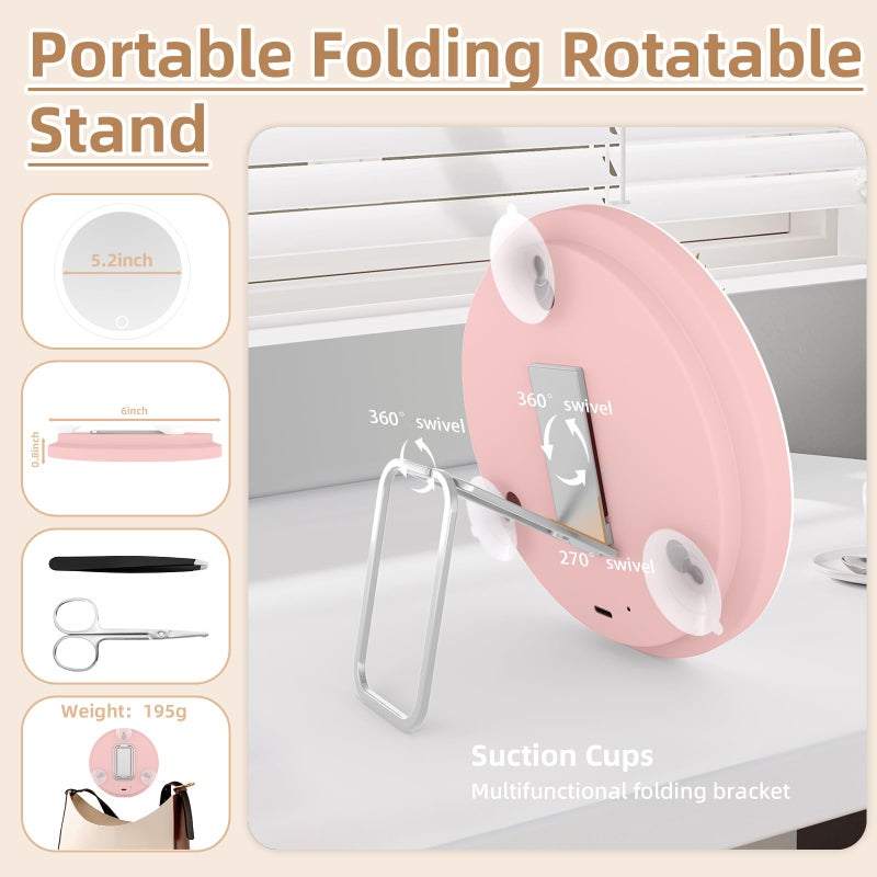 Suupvaor 30X Magnifying Mirror With Light Large 6 ' ' Lighted 30X Magnified Mirror With Suction Cups & Table Stand Travel Magnifying Makeup Mirror With Light High Magnification With Tweezers Scissors - Image 5
