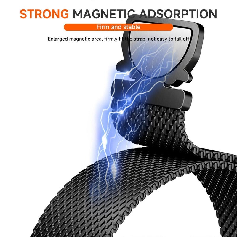 erorex For Amazfit T-Rex 3 Milanese Parachute Buckle Stainless Steel Watch Band(Black) - Image 5