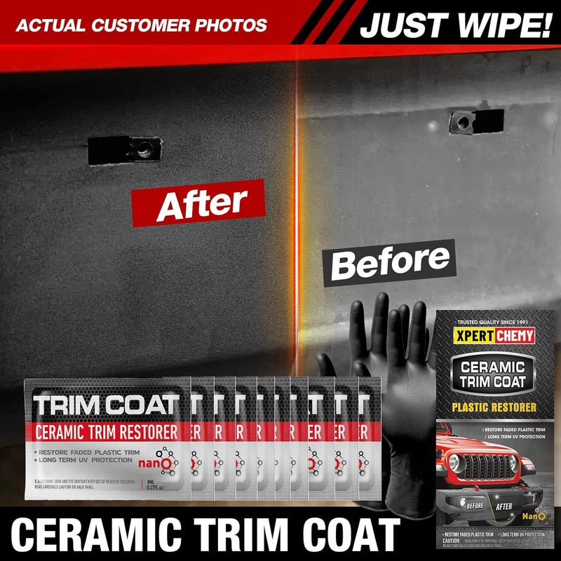 Air & land transit compatible XPERTCHEMY Ceramic Trim Coat Plastic Restorer, Restores Faded Trim, UV Protection Stackable design - Image 5