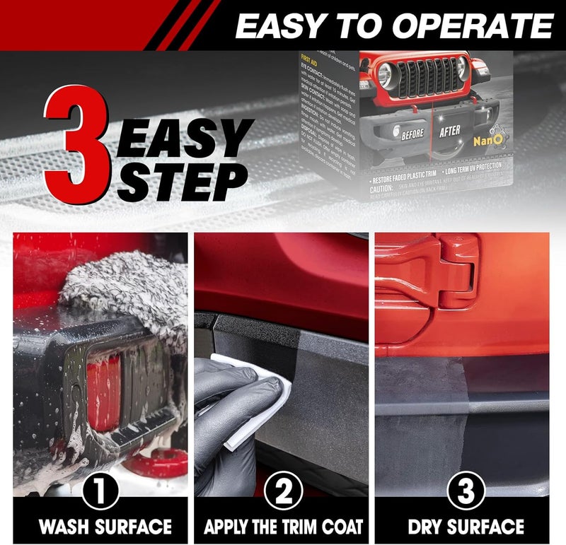 Air & land transit compatible XPERTCHEMY Ceramic Trim Coat Plastic Restorer, Restores Faded Trim, UV Protection Stackable design - Image 4