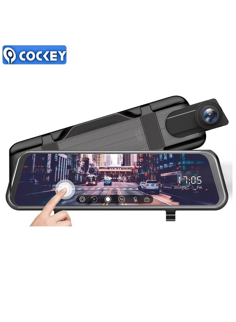 COCKEY UHD 2.5K Dash Cam for Cars Front and Rear Dual Lens Front 2560*1440P WiFi G-Sensor Car DVR Video RecorderWiFi front and rear dual mirror dashcam, 2.5K video, 1080P rearview mirror dual cameras, waterproof rear reversing camera touch screen - Image 2