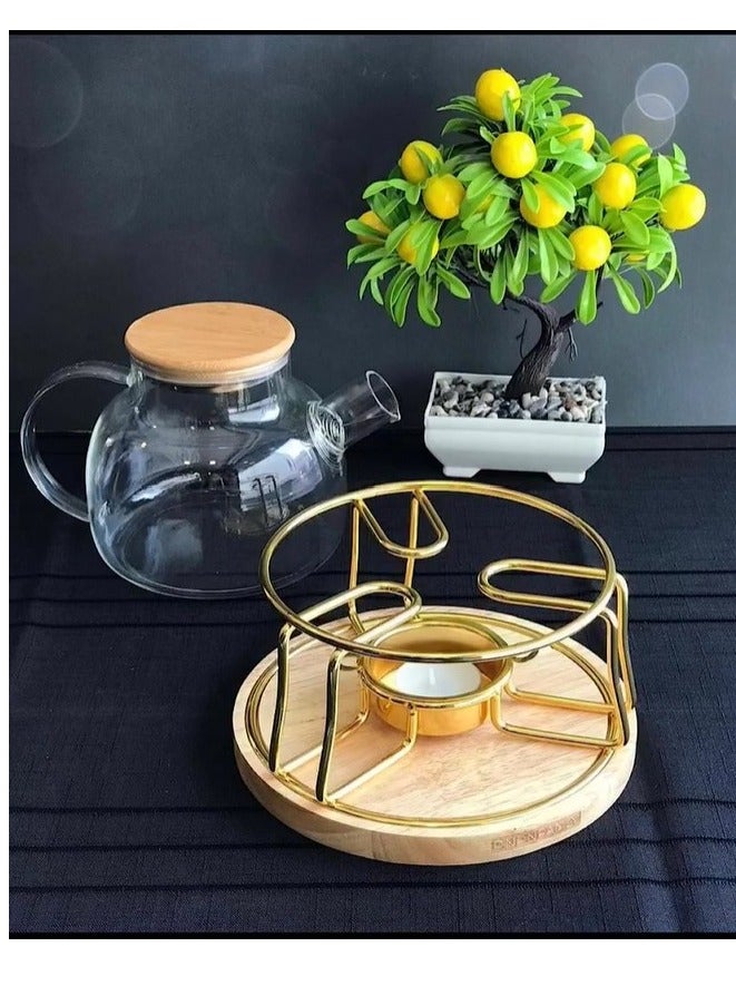 DANIM Portable Arabic Style Outdoor Iron Teapot Burner Metal Camping Coffee & Tea Sets with Candle Burner - Image 1