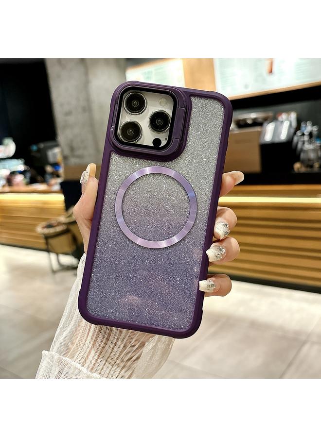 زبون جراب لهاتف iPhone 12 Pro، جراب هاتف Magsafe أكريليك هجين من مادة TPU، بنقشة حبيبات CD متدرجة لامعة - Image 1
