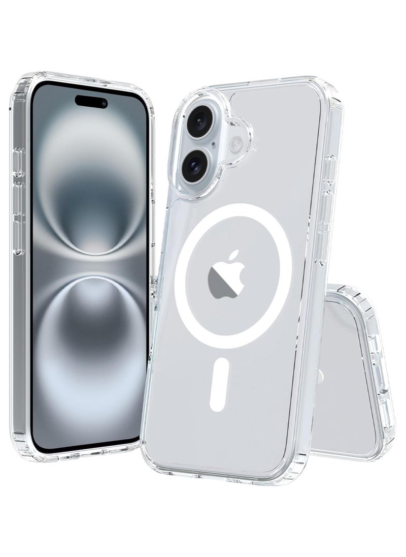 Magnetic Case for iPhone 16 Plus Compatible with MagSafe Wireless Charging, Shockproof Phone Bumper Cover, Anti-Scratch Clear Back