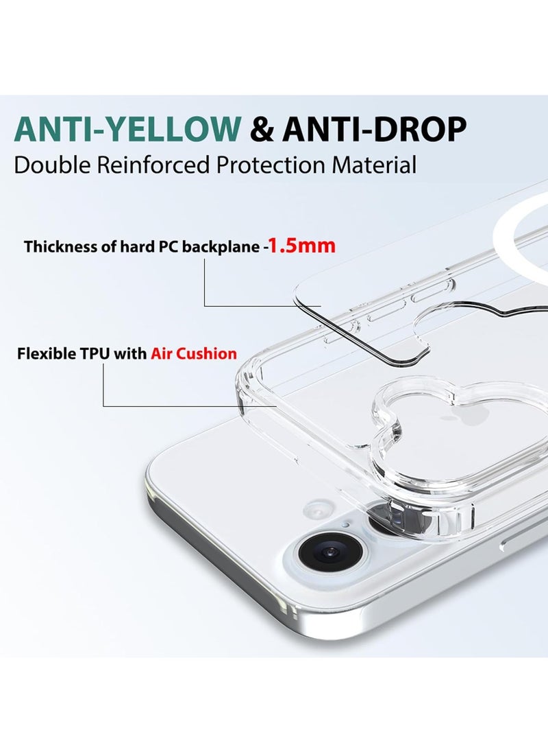 Magnetic Case for iPhone 16 Plus Compatible with MagSafe Wireless Charging, Shockproof Phone Bumper Cover, Anti-Scratch Clear Back