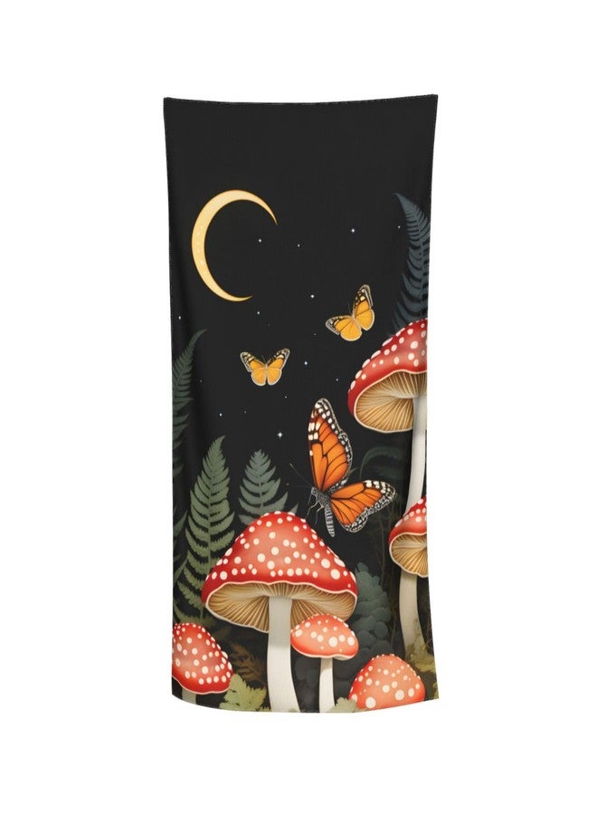 MIEPOS Vintage Mushroom Beach Towel,32x52in,Quick-Dry Sand-Free Fern Bath Towels,Microfiber Lightweight for Travel Pool Yoga Beach Outdoor Activities Decor Accessories Gifts (Mushroom and Butterfly) - Image 1