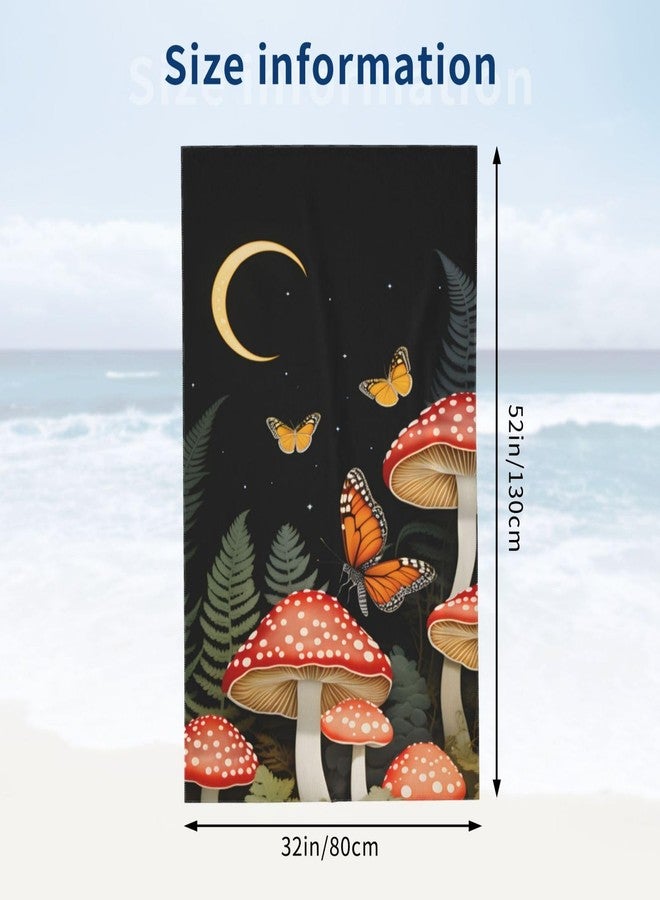 MIEPOS Vintage Mushroom Beach Towel,32x52in,Quick-Dry Sand-Free Fern Bath Towels,Microfiber Lightweight for Travel Pool Yoga Beach Outdoor Activities Decor Accessories Gifts (Mushroom and Butterfly) - Image 3