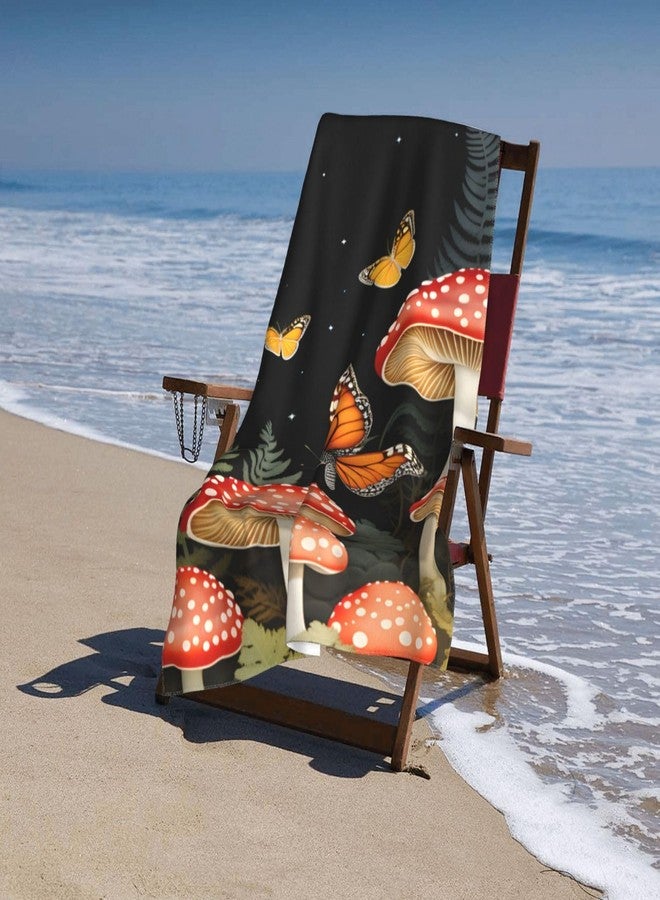 MIEPOS Vintage Mushroom Beach Towel,32x52in,Quick-Dry Sand-Free Fern Bath Towels,Microfiber Lightweight for Travel Pool Yoga Beach Outdoor Activities Decor Accessories Gifts (Mushroom and Butterfly) - Image 4