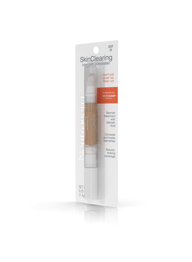 Neutrogena SkinClearing Blemish Concealer Face Makeup with Salicylic Acid Acne Medicine, Non-Comedogenic and Oil-Free Concealer Helps Cover, Treat & Prevent Breakouts, Deep 20,.05 Oz  - Image 2