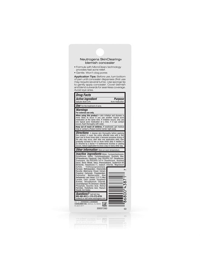 Neutrogena SkinClearing Blemish Concealer Face Makeup with Salicylic Acid Acne Medicine, Non-Comedogenic and Oil-Free Concealer Helps Cover, Treat & Prevent Breakouts, Deep 20,.05 Oz  - Image 5