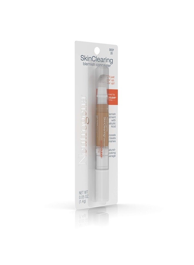 Neutrogena SkinClearing Blemish Concealer Face Makeup with Salicylic Acid Acne Medicine, Non-Comedogenic and Oil-Free Concealer Helps Cover, Treat & Prevent Breakouts, Deep 20,.05 Oz  - Image 3