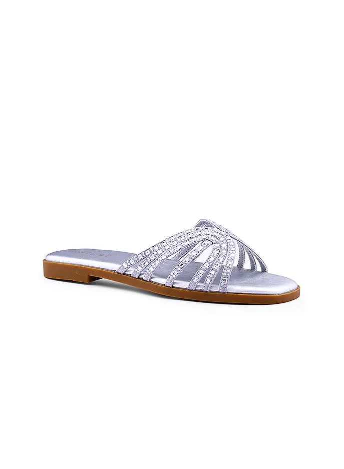 كابلي صندل مسطح نسائي بأشرطة متشابكة بأناقة