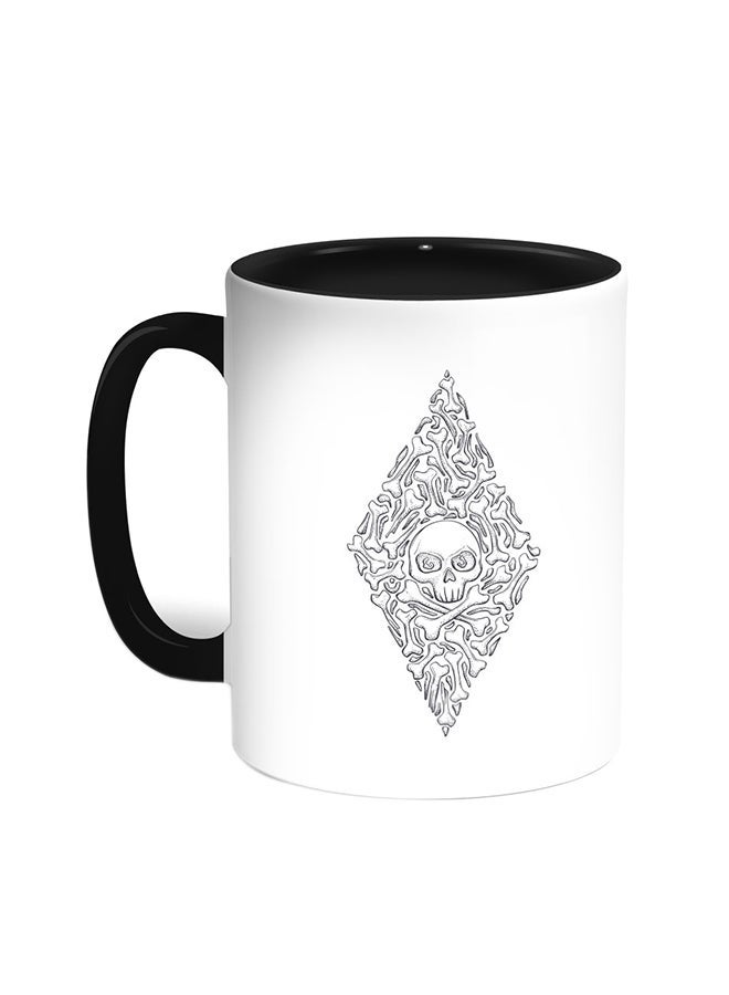 RYN Bones And Skull Printed Coffee Mug Black/White 11ounce