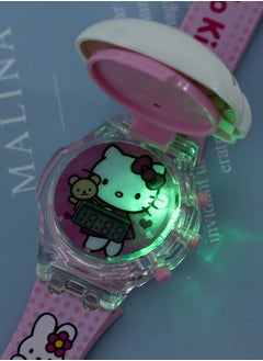 Hello Kitty Cartoon Children's Watch, Children's Watch Toy with Light Effect, Kids Electronic Watch with Music, Flip-top Cartoon Watch for Kids  - Image 5