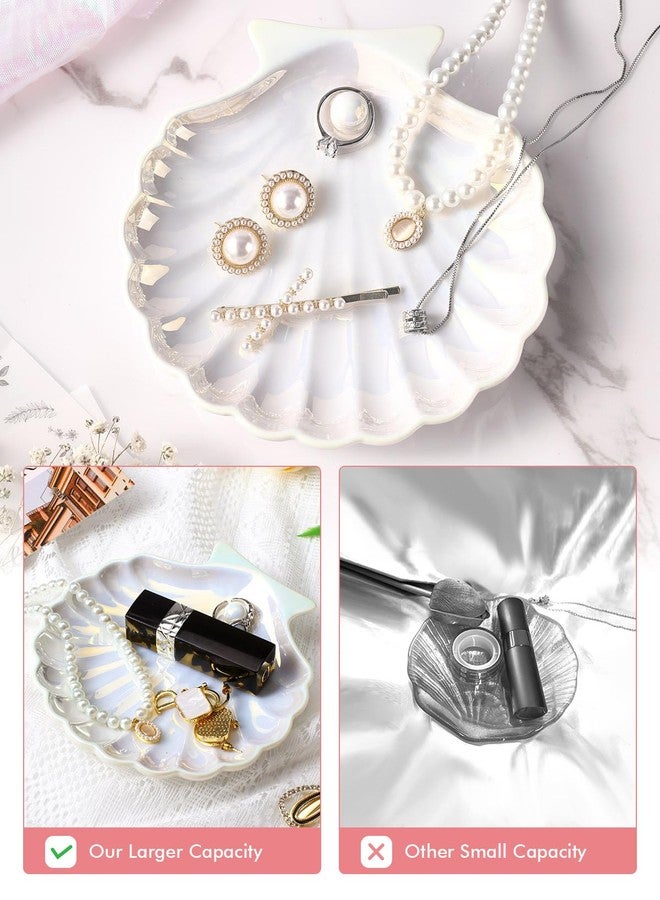 AISBUGUR Shell Ring Holder Dish, Shell Jewelry Tray, Trinket Dish, Cute Decorations for Coastal Home Decor, Bathroom Decor, 5.5", White - Image 4