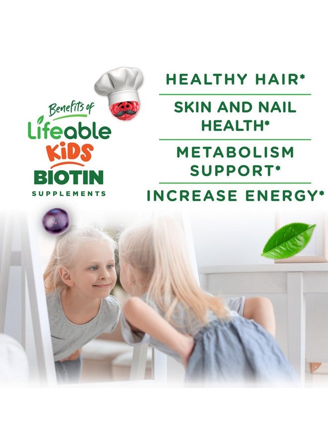 Lifeable Kids Biotin Gummies | 5,000mcg | Great Tasting Natural Flavor Biotin Supplement | Vegan Non GMO Hair Gummies | for Hair Skin and Nails | 90 Gummies - Image 3