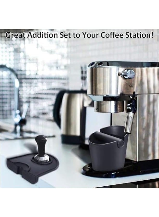 TRASSLE Set of 2 Pieces Espresso Knock Box and Coffee Tamper Mat Reliable Barista Tools with Removable Knock Bar Non-slip Base Food Safe Silicone Espresso Tamper Mat for Barista Bar Shop Worktop - Image 5