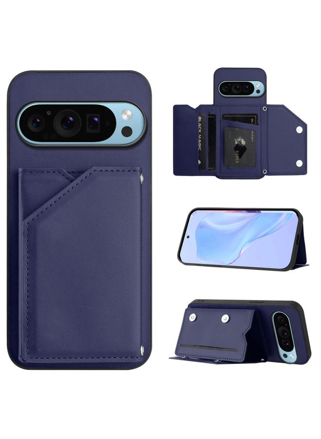 S-TOP Case For Google Pixel 9 Pro Skin Feel Four Card Slots Phone Case with Wrist Strap - Image 1