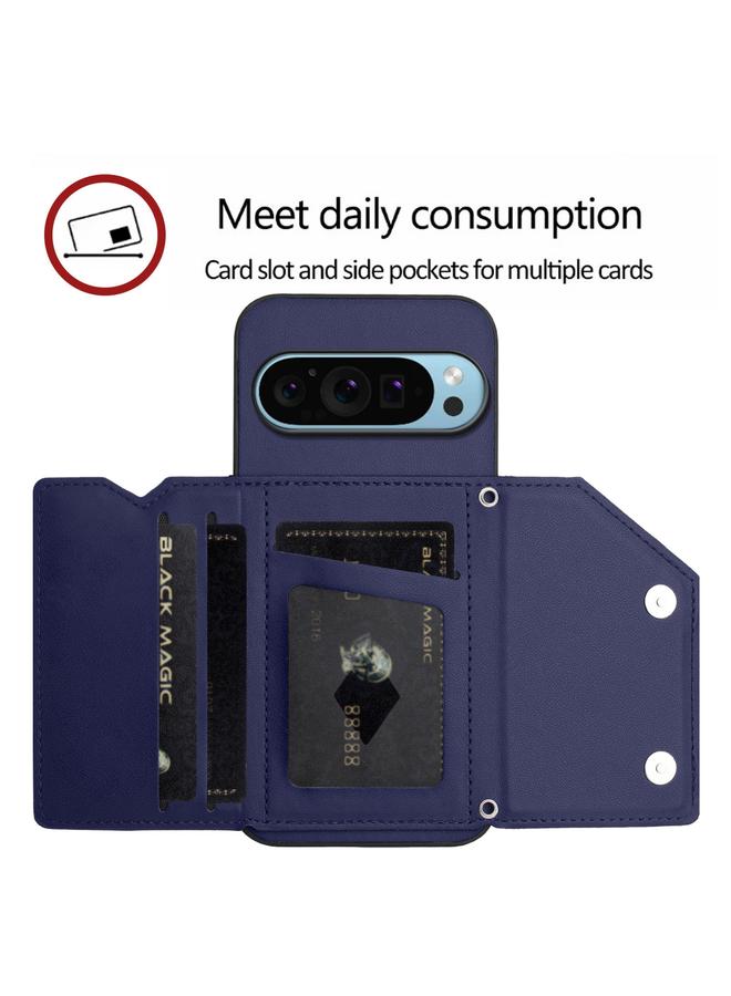 S-TOP Case For Google Pixel 9 Pro Skin Feel Four Card Slots Phone Case with Wrist Strap - Image 5