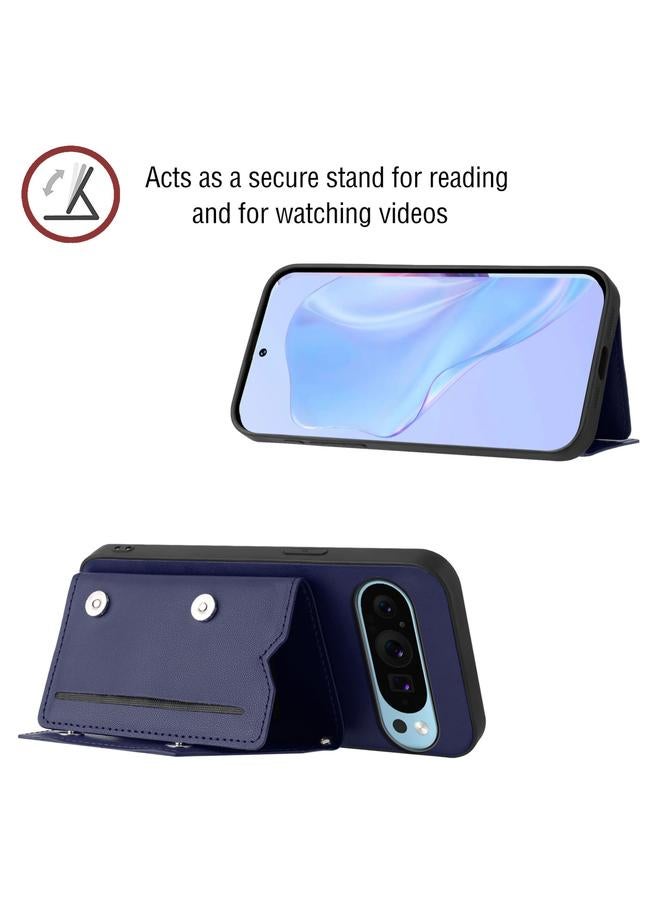S-TOP Case For Google Pixel 9 Pro Skin Feel Four Card Slots Phone Case with Wrist Strap - Image 4