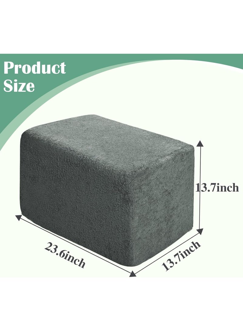 Rectangular Pouf Ottoman, Stuffed Floor Pouf with Foam Chunk Filling, Soft Coral Fleece Furry Foot Rest Stool, Multi-Use Ottoman for Living Room, Dark Grey - Image 2