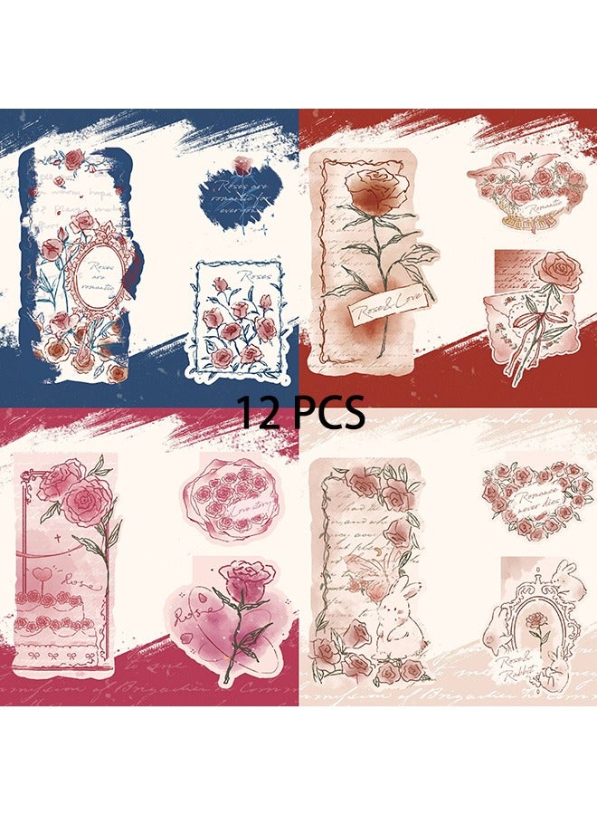 Magnetic Bookmarks, 12 PCS Magnet Page Markers Retro Rose Style Pattern Assorted Page Clips Book Markers for Students Teachers Book Lovers Book Club Library - Image 1