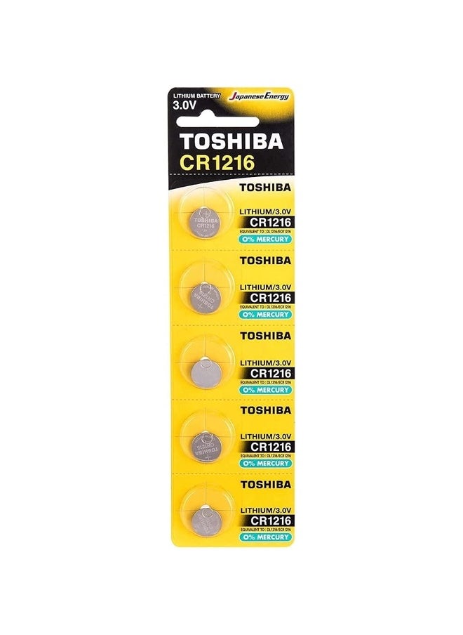 Toshiba Pack Of 5 - Cr1216 3V Lithium Coin Cell Battery Batteries  - Image 4